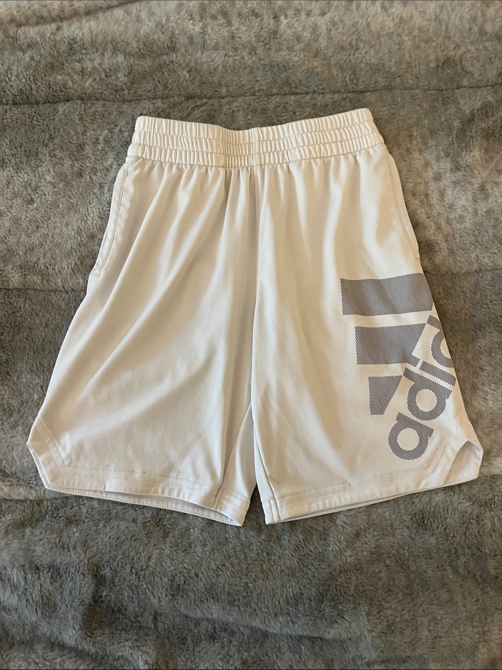 adidas White Athletic Shorts with Grey Logo